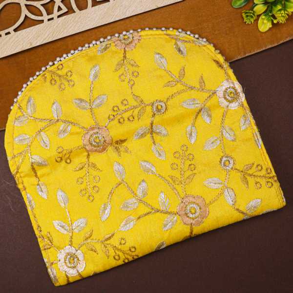 Handcrafted Floral Embroidered Clutch Purse with Pearl Detailing - Image 3