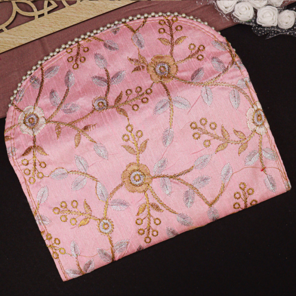 Handcrafted Floral Embroidered Clutch Purse with Pearl Detailing - Image 6